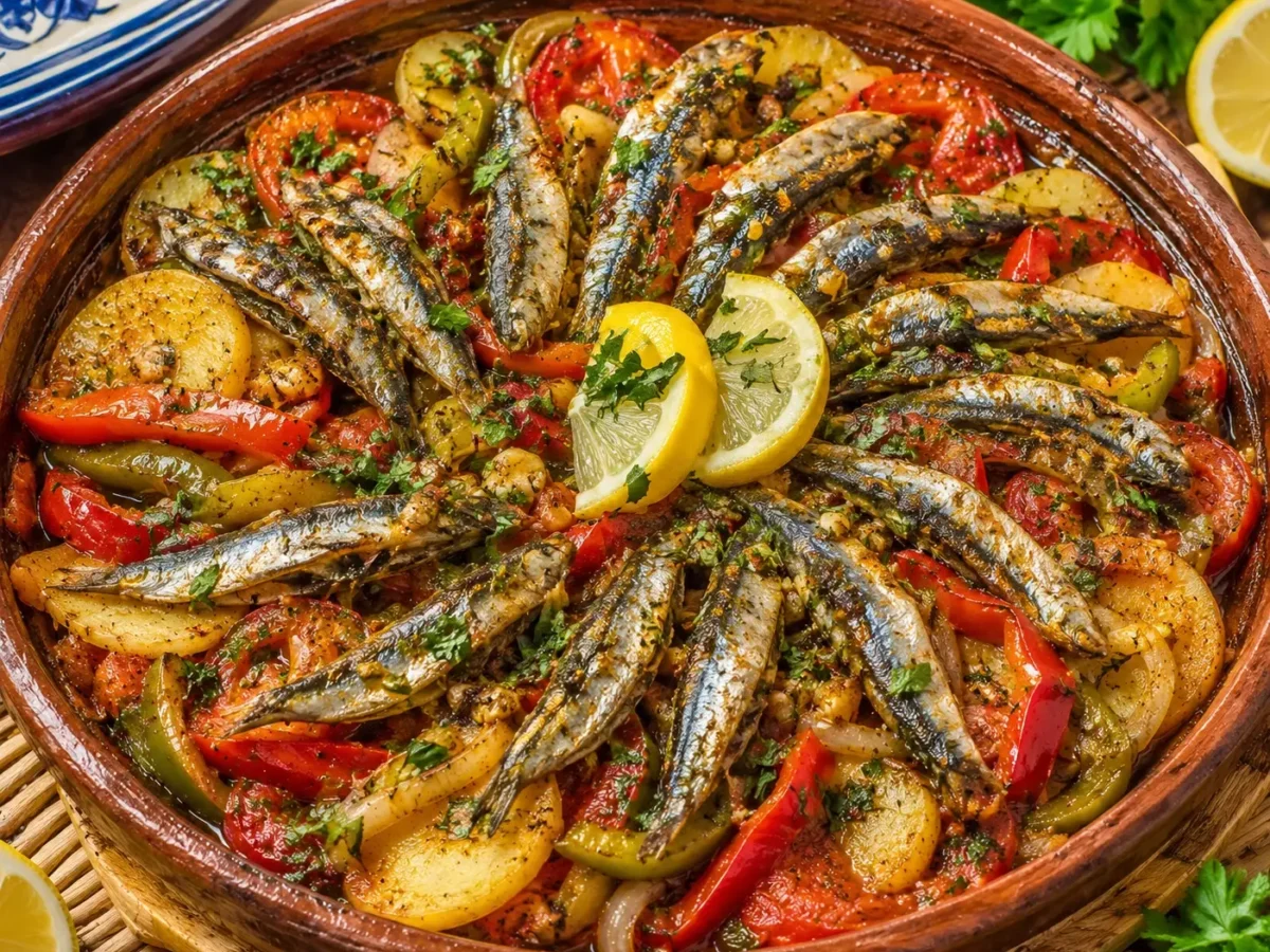 Moroccan Tagra Anchovies with Chermoula