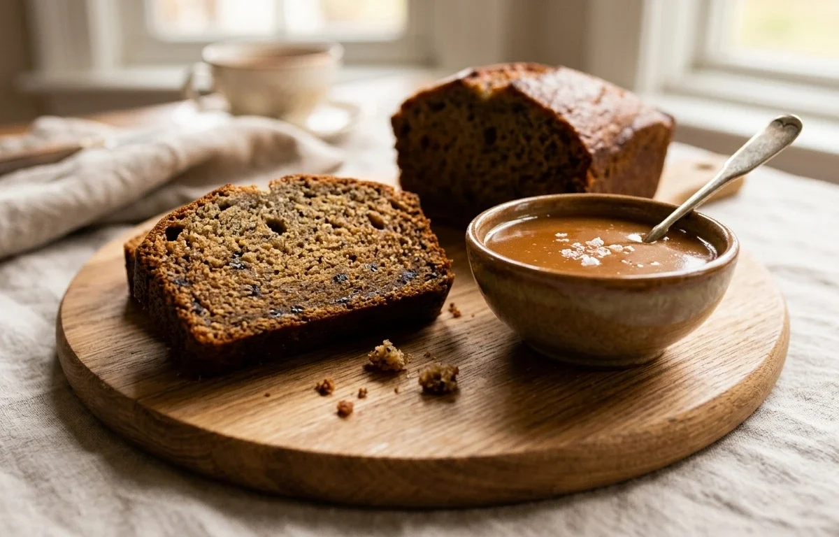 Banana Bread with Warm Salted Caramel Dipping Sauce