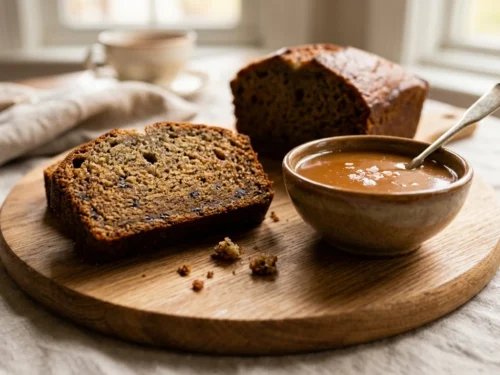 Banana Bread with Warm Salted Caramel Dipping Sauce