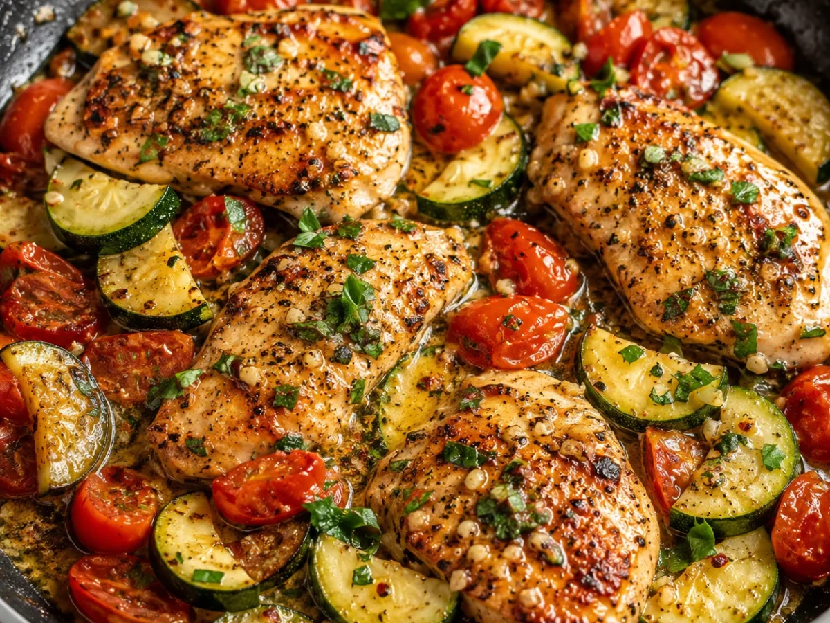 Garlic Butter Chicken with Zucchini and Tomatoes