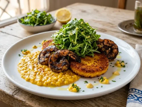 Arrogant Shrimp (Blackened Shrimp with Crispy Grit Cakes)