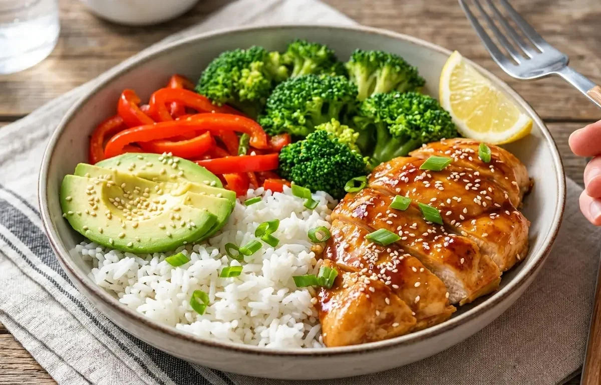High-Protein Honey Garlic Chicken Rice Bowl