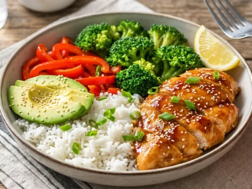 High-Protein Honey Garlic Chicken Rice Bowl