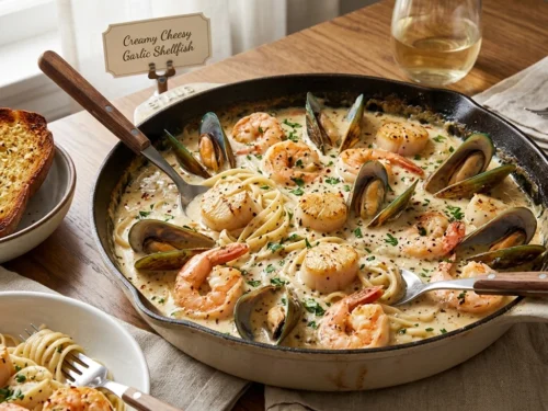 Creamy Cheesy Garlic Shellfish