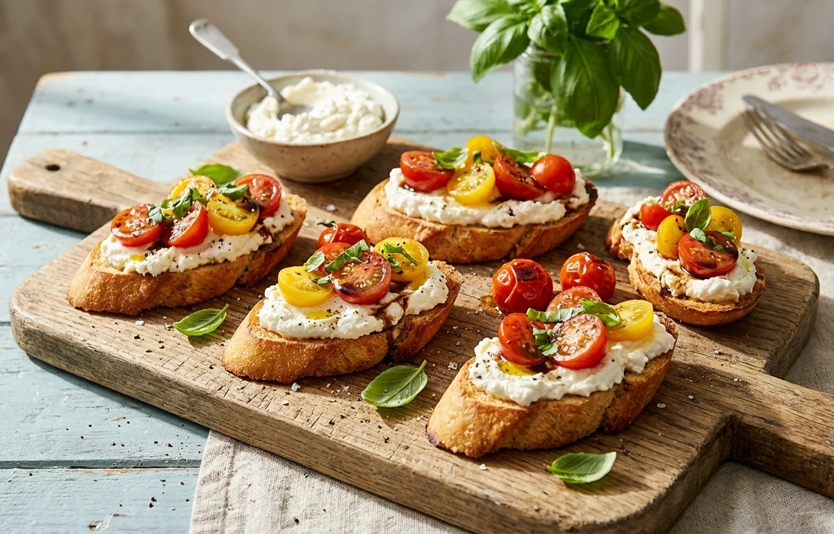 Whipped Feta & Tomato Crostini