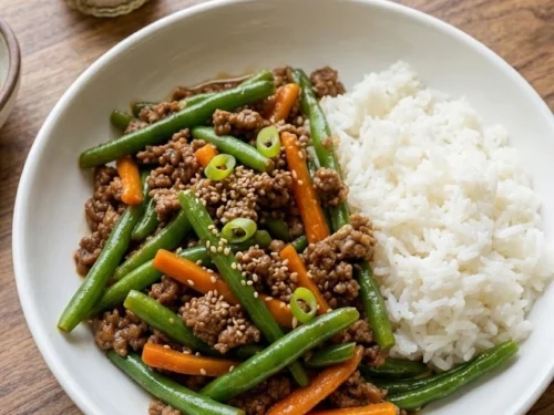 Simple & Savory Beef and Green Bean Dinner Bowl