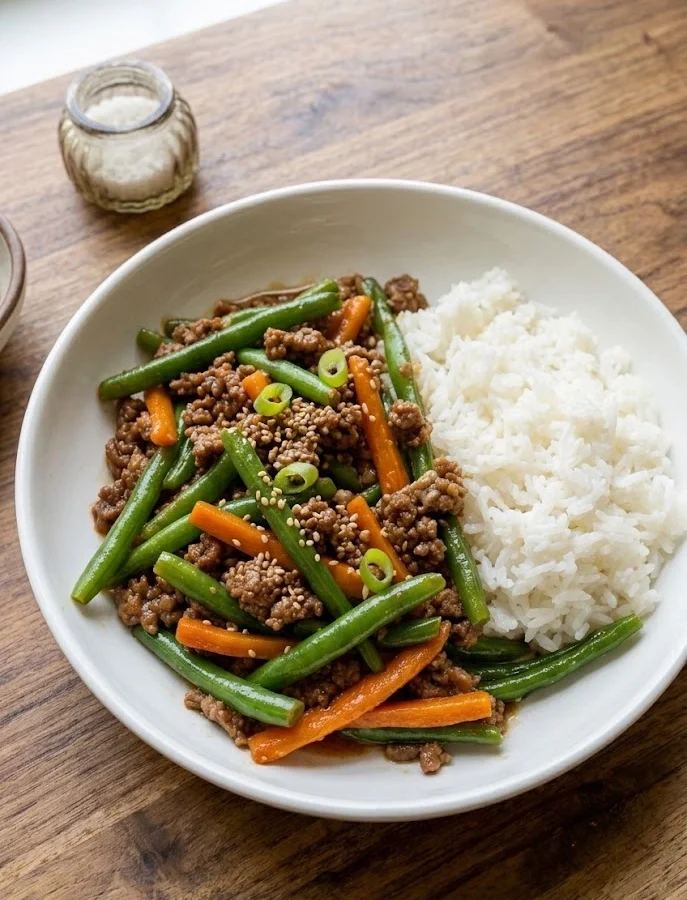 Simple & Savory Beef and Green Bean Dinner Bowl