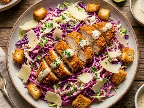 Caesar Slaw with Crispy Chicken Tenders
