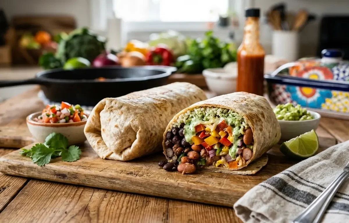 Easy Black Bean Burrito with Fresh Veggies & Avocado