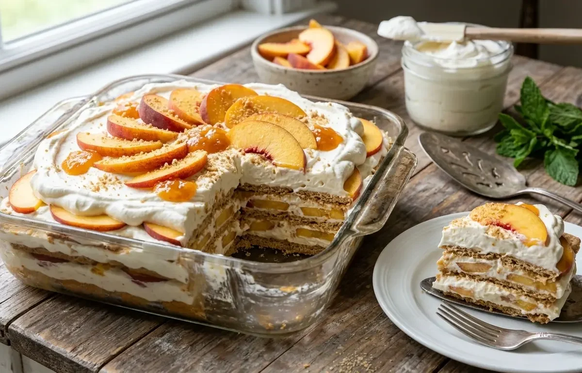No-Bake Peaches & Cream Icebox Cake