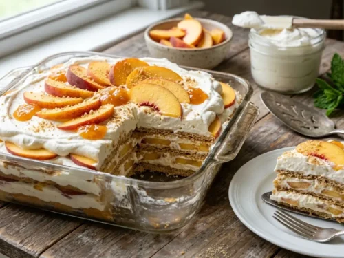 No-Bake Peaches & Cream Icebox Cake