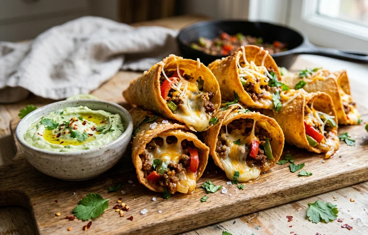 Crispy Beef & Cheese Tortilla Cones