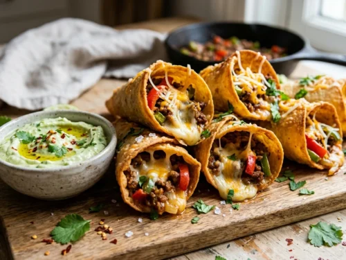Crispy Beef & Cheese Tortilla Cones