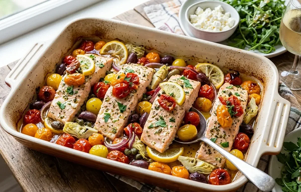 Mediterranean Baked Salmon with Tomatoes and Capers