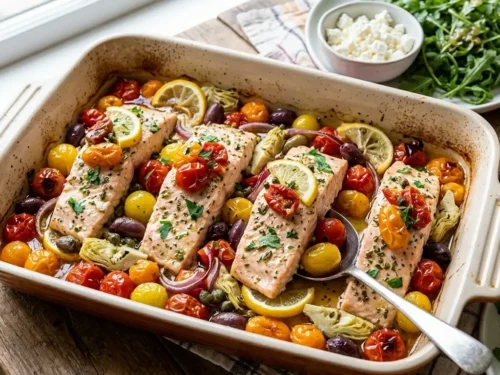 Mediterranean Baked Salmon with Tomatoes and Capers