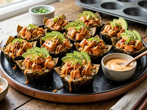 Crispy Baked Salmon Sushi Cups