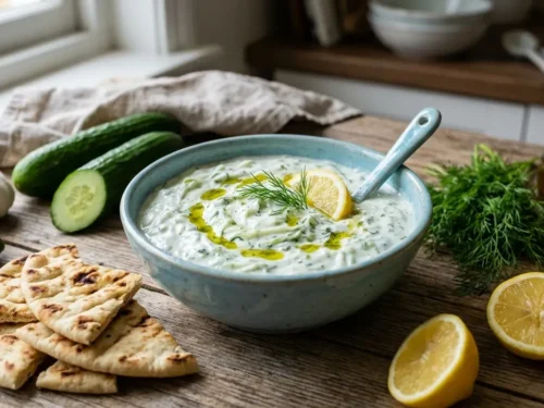 Easy Homemade Tzatziki Recipe with Greek Yogurt & Cucumber