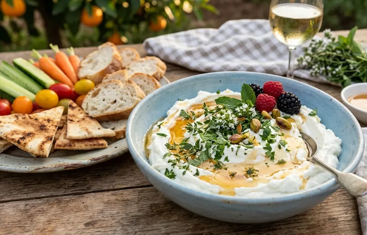 Whipped Ricotta and Greek Yogurt Dip with Honey and Herbs