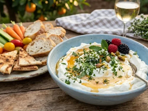 Whipped Ricotta and Greek Yogurt Dip with Honey and Herbs