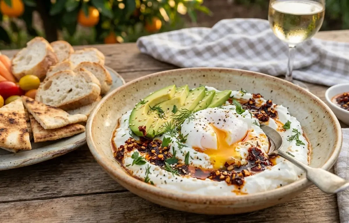 Creamy Savory Greek Yogurt Bowl with Avocado, Egg & Chili Crisp