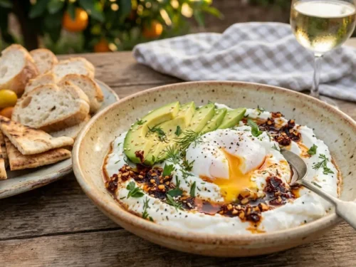 Creamy Savory Greek Yogurt Bowl with Avocado, Egg & Chili Crisp