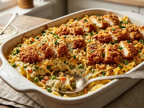 Crispy Chicken Tender Noodle Casserole