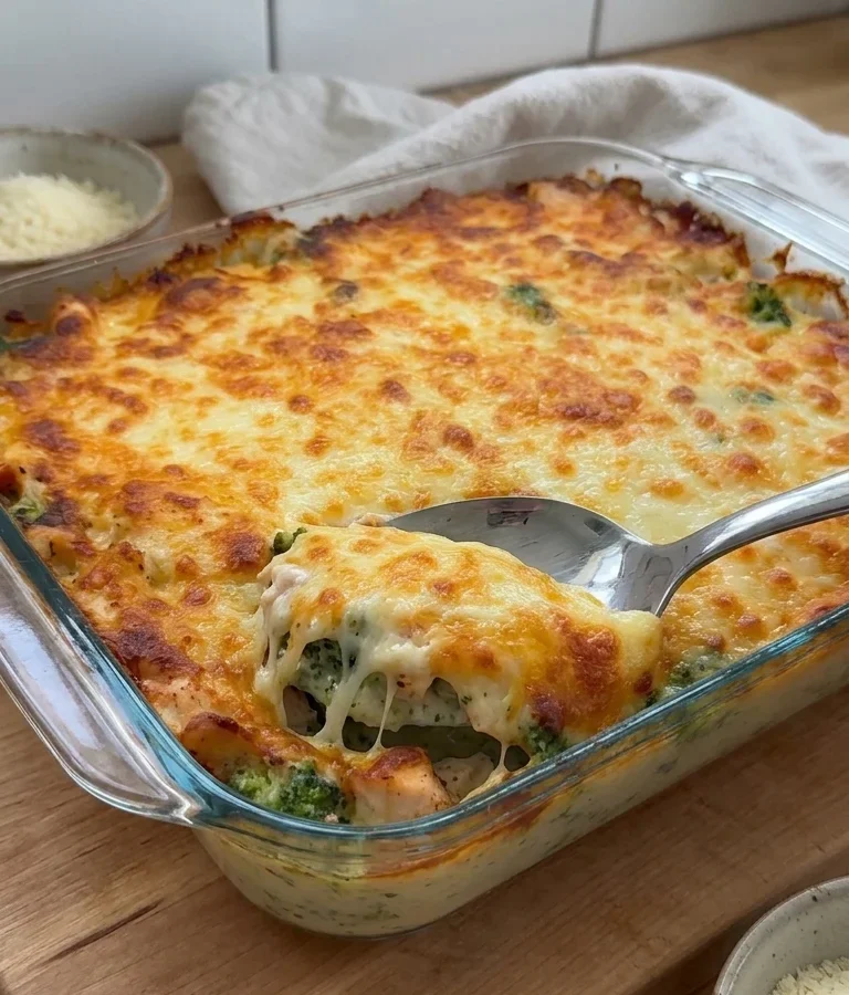 Cheesy Chicken & Broccoli Alfredo Casserole