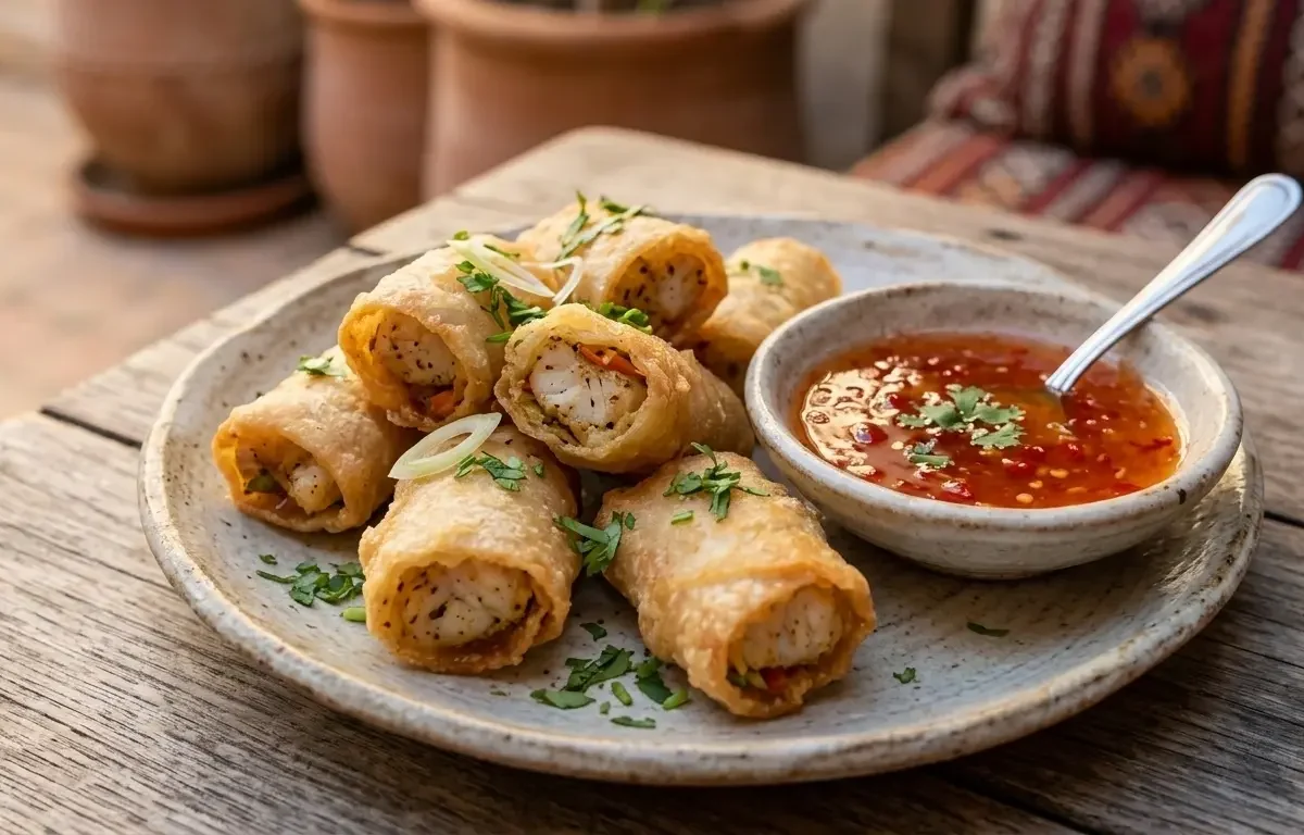 Crispy Fish Rolls with Sweet Chili Sauce