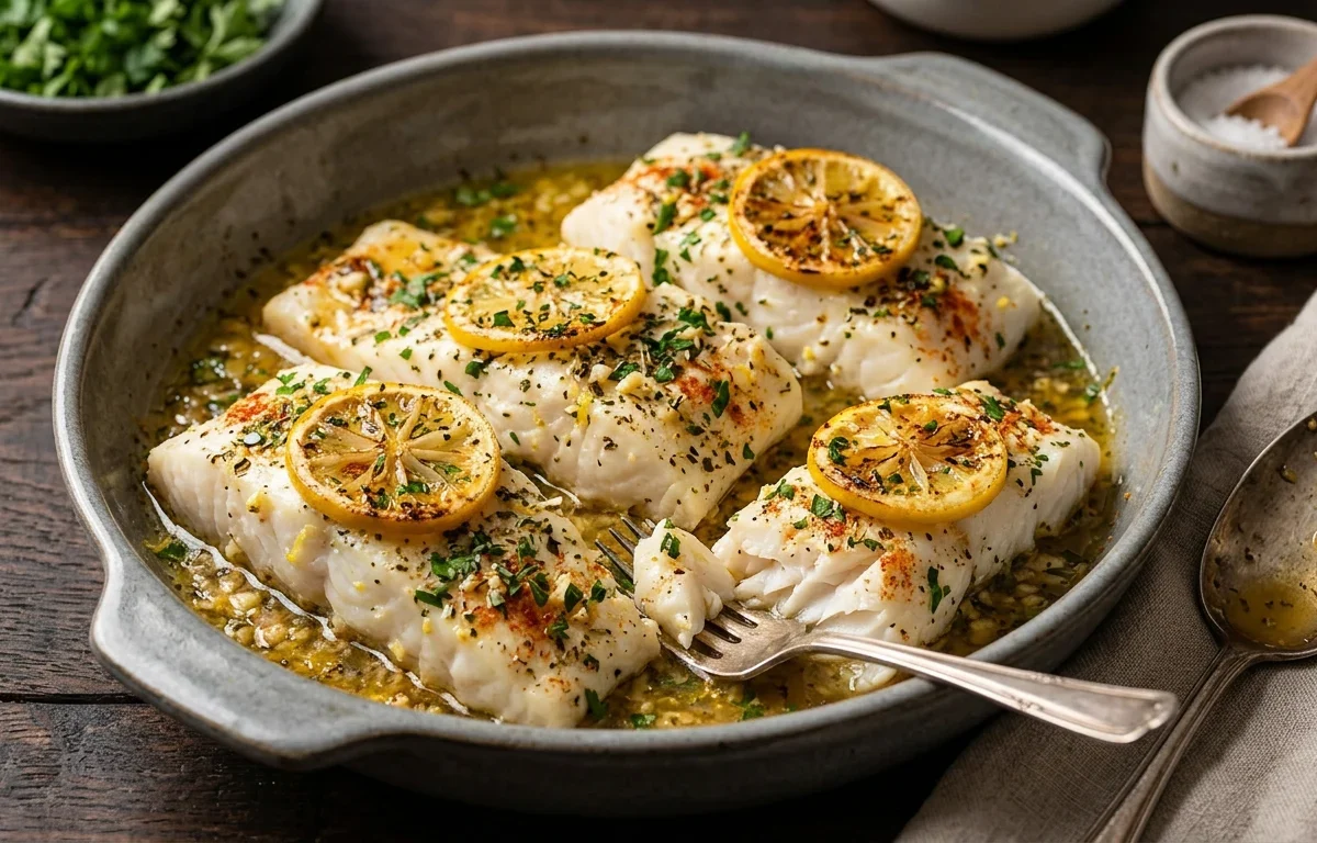 Garlic Butter Lemon Herb Baked Cod