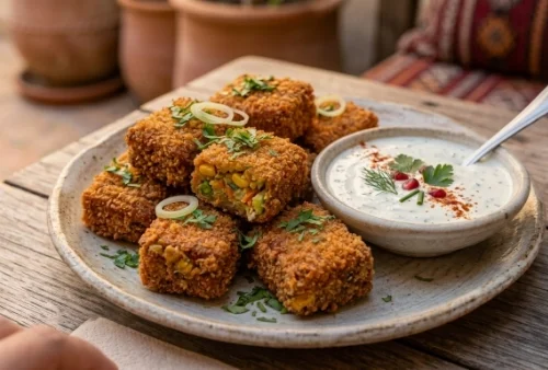 Crispy Veggie Bites with Creamy Garlic Herb Dip