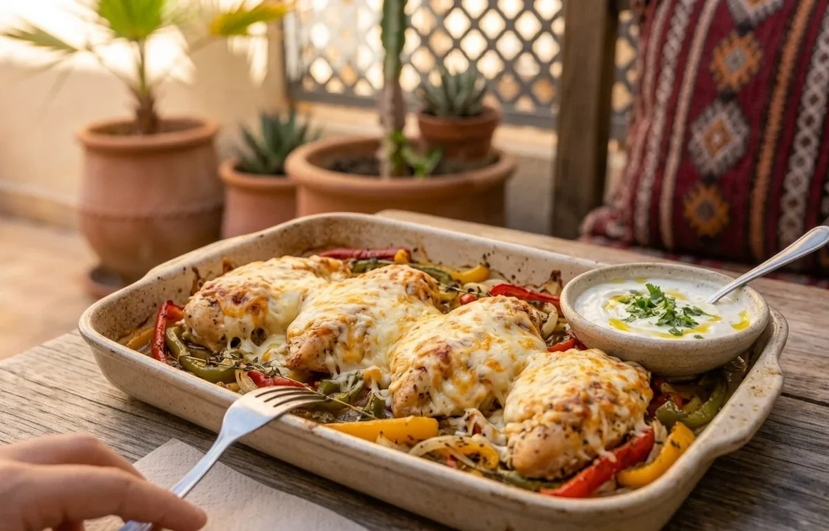 Cheesy Baked Chicken Breast with Peppers