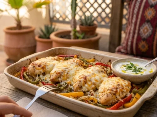 Cheesy Baked Chicken Breast with Peppers