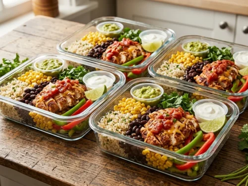 Easy Baked Salsa Chicken Meal Prep Bowls