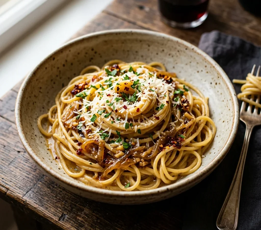 Caramelized Onion & Garlic Spaghetti