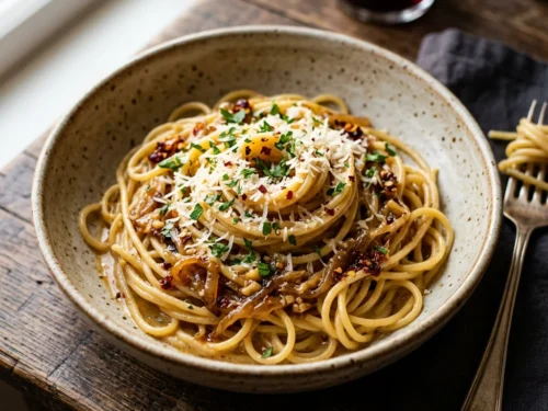 Caramelized Onion & Garlic Spaghetti