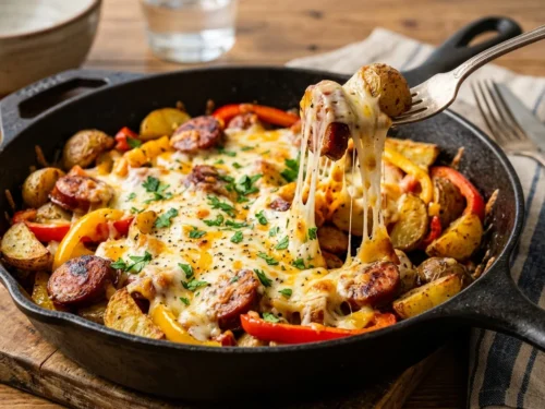 Easy Cheesy Smoked Sausage & Potato Skillet