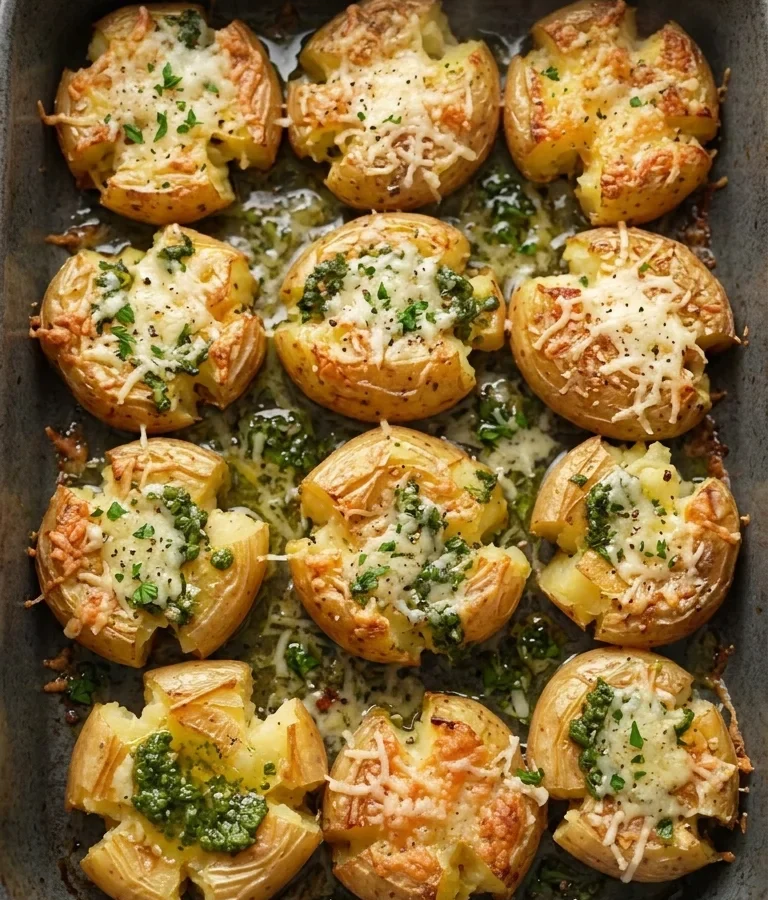 Crispy Garlic Herb Smashed Potatoes