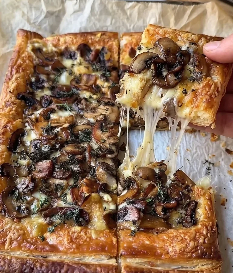Cheesy Mushroom & Thyme Puff Pastry Tart