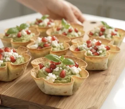 Crispy Tortilla Cups with Green Hummus