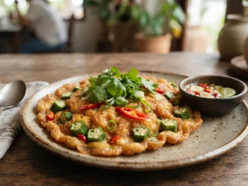 Crispy Spicy Okra Omelet