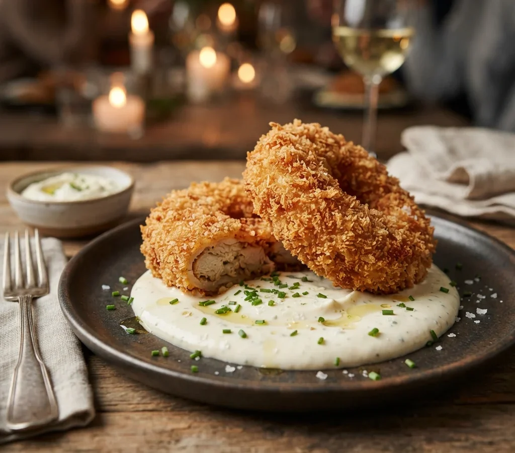 Crispy Gourmet Chicken Rings with Truffle Aioli