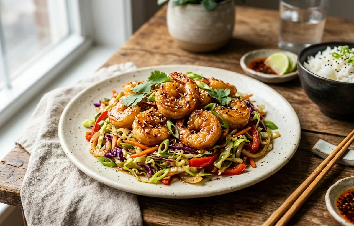 Honey Garlic Crispy Shrimp & Cabbage