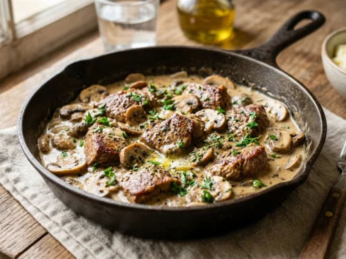 Creamy Mushroom Beef Skillet with Garlic Butter