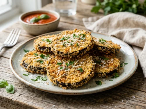 Crispy Air Fryer Eggplant with Parmesan Herb Crust