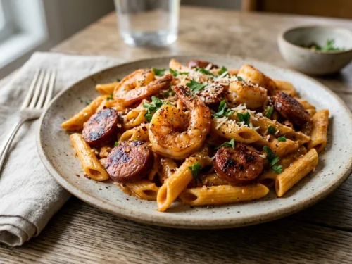 Creamy Cajun Shrimp & Sausage Pasta
