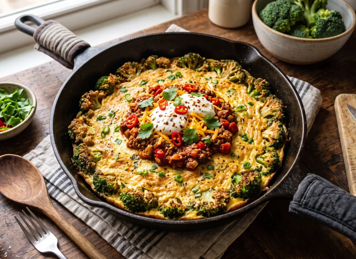 Crispy Broccoli Chili Omelet