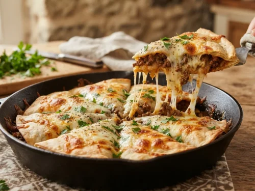Savory Flatbread Meat & Cheese Pie