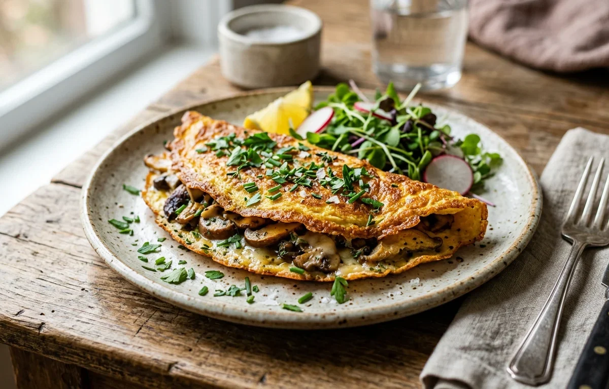 Crispy Mushroom Herb Omelet