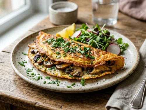 Crispy Mushroom Herb Omelet