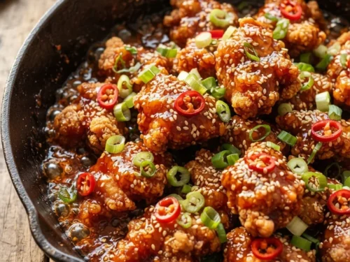 Crispy Hot Honey Garlic Chicken Bites